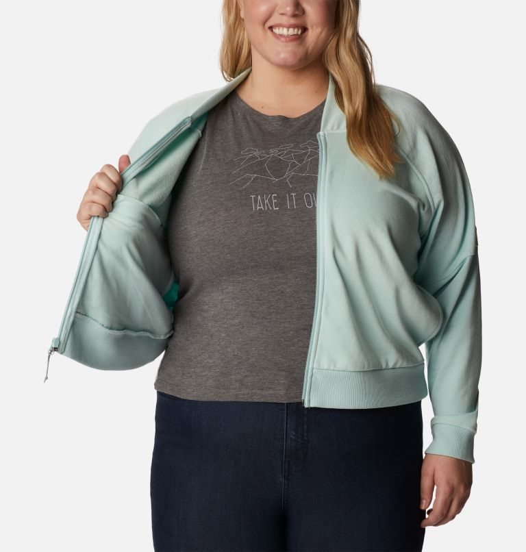 Jacheta Columbia Lodge French Terry Full Zip Dama Verde Menta | Plus Size US8A09Z1M